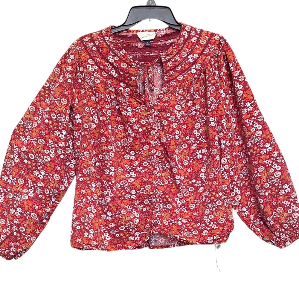 Universal Thread Red Ruched Tie Front Blouse